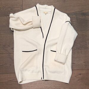 Maje Cream Cardigan with Black Accents